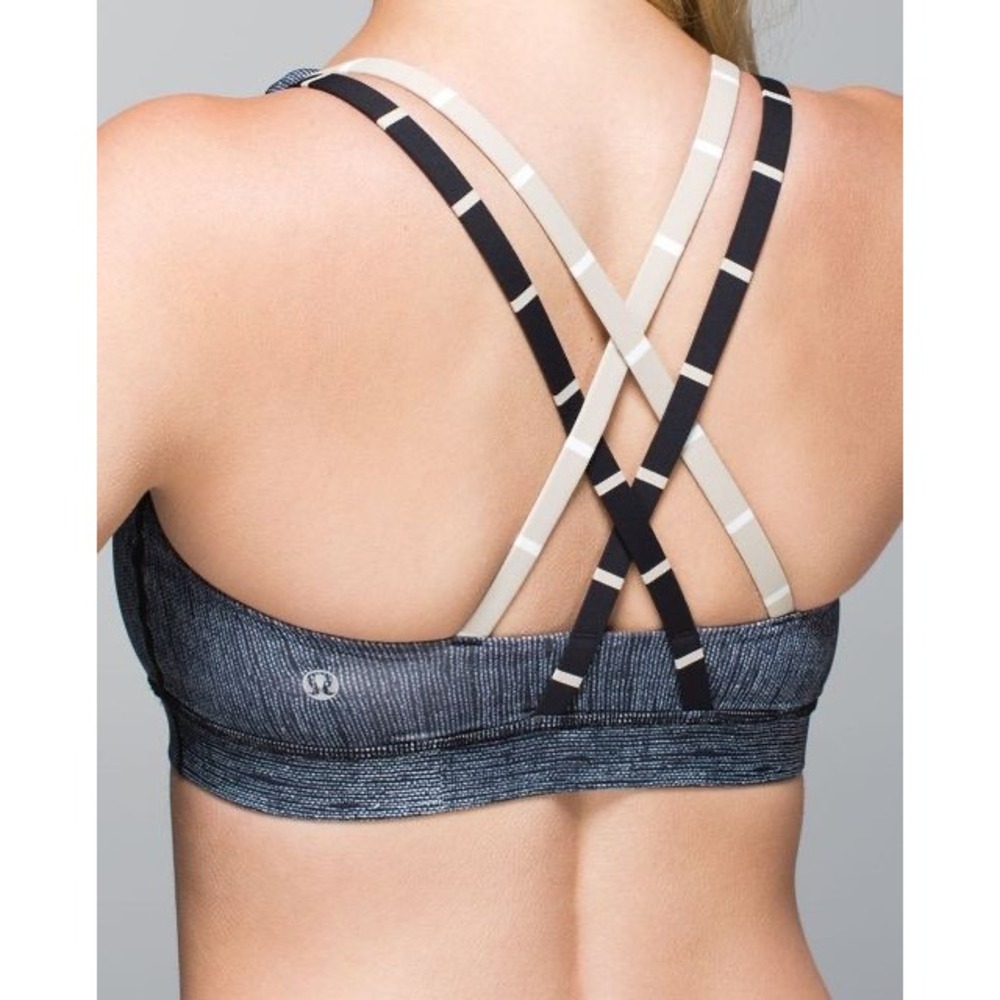 Lululemon Energy Bra‎ Burlap Texture Black Dune Cayman Stripe Black Size 10
